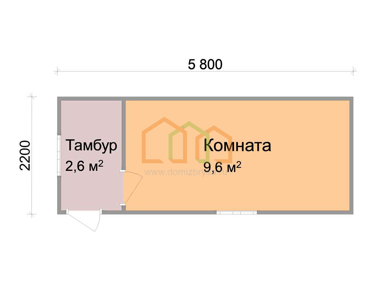 Дачная бытовка Василёк (С) 5.8x2.2 Площадь: 12.76 м² со сборкой на участке  под ключ в Клинцах и области